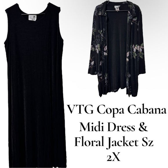 Vintage 80s Copa Cabana Original Floral Beach Lounge Maxi Dress and Jacket Sz 2X - Picture 1 of 11